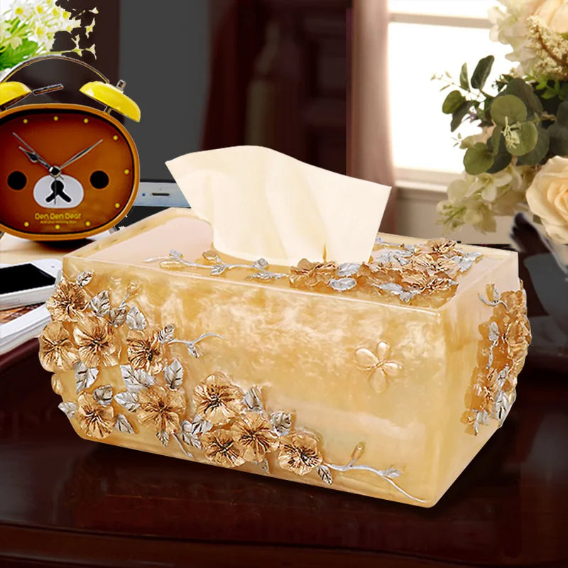 Gold Bath Accessories Set- Resin Bathroom Set Lotion Bottle Toothbrush Holder Mouthwash Cup Soap Dish Tissue Box Cotton Swab Box Toilet Brush Garbage Can