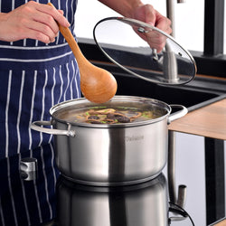 8/9/14 Piece Cooking Pot Pan Velaze Cookware Set Stainless Steel Set Induction Safe Saucepan Casserole with Glass lid Non Stick