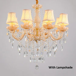 French Champagne Crystal Chandelier Bronze Pendant Lamp for Dining