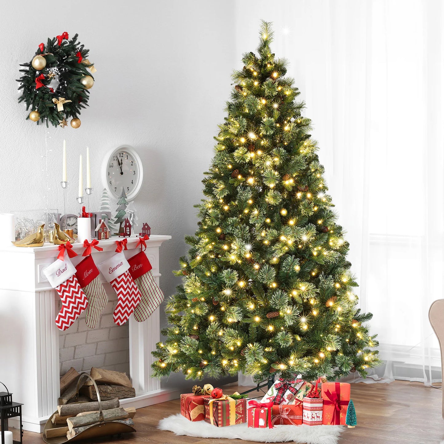 6ft Christmas tree - 500 light warm color 9-mode with remote control 900 branch automatic tree structure PVC material  US