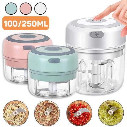 100/250mL Mini Electric Garlic Chopper Vegetable Chili Meat Ginger Masher USB Charging Blenders Kitchen