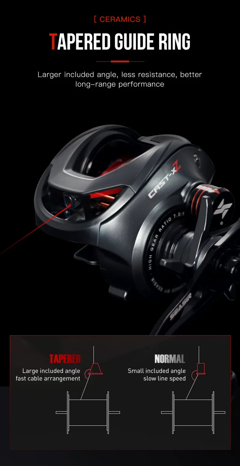 Baitcasting Reel 7.3:1 Hybrid Ceramic Bearing Carbon Fiber Washer Dual Bearing System N52 Brake Fishing Reels