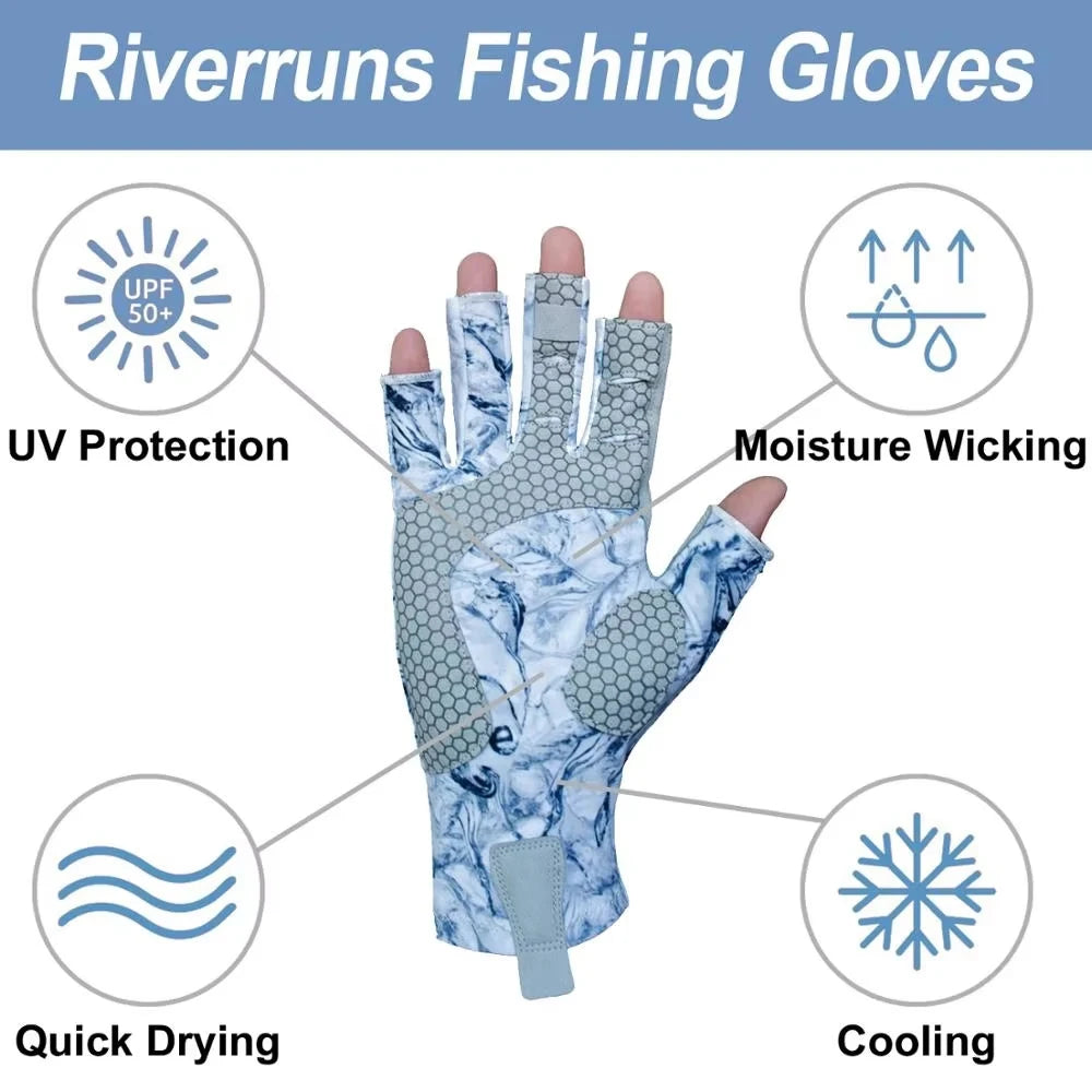 Riverruns Fingerless Fishing Gloves Are Designed for Men and Women Fishing, Boating, Kayaking, Hiking, Running