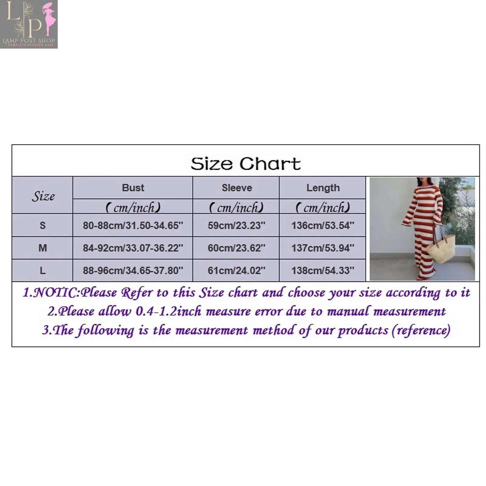 Women's Striped Contrast Dresses Beach Vacation Sexy Long Dress Autumn and Winter Sweater Dress Lamp Post