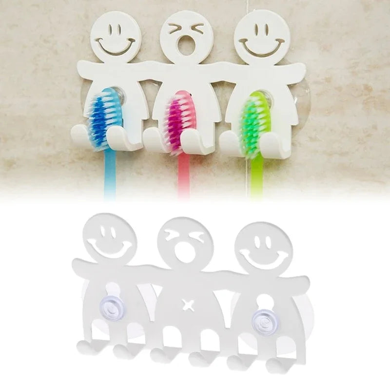 1Pc Toothbrush Holder Wall Mounted with 5 Suction Cup Position: Bathroom Sets and Accessories