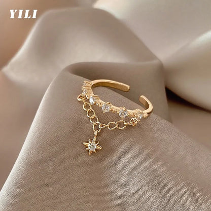 Star Pendant Open Ring for Women