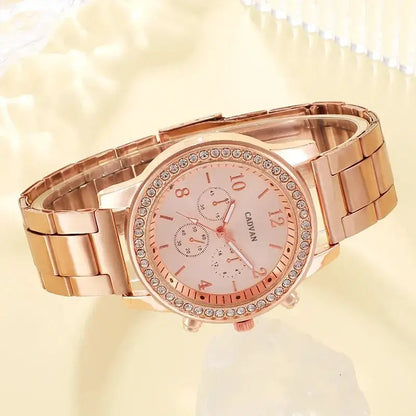 Rose Gold Luxury Watch Set for Women