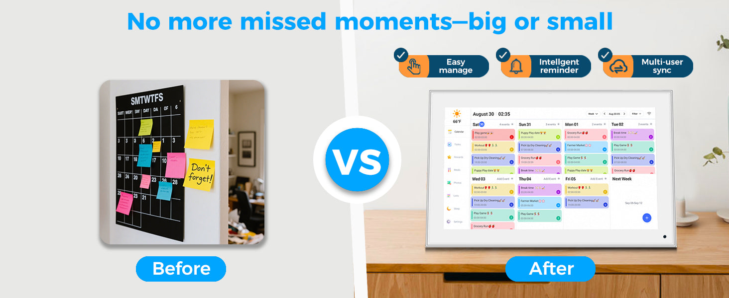 15.6 Inch Smart Digital Calendar, HD Touch Screen Display for Family Schedules