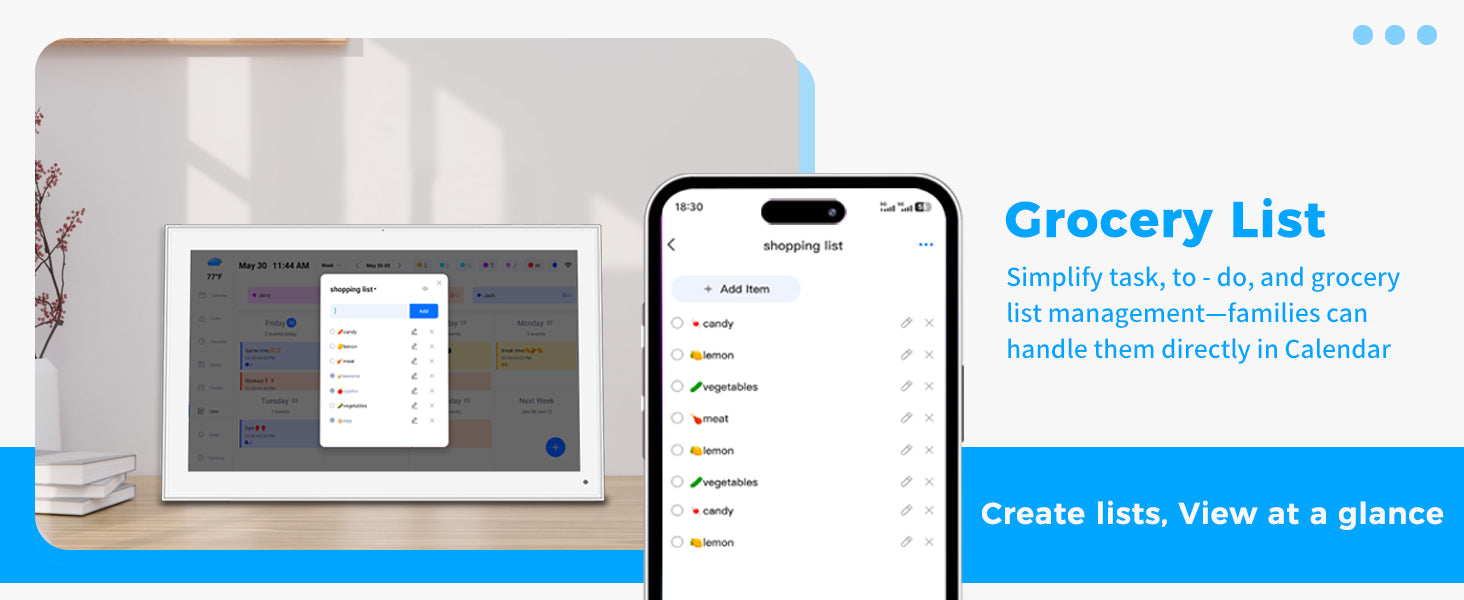 15.6 Inch Smart Digital Calendar, HD Touch Screen Display for Family Schedules