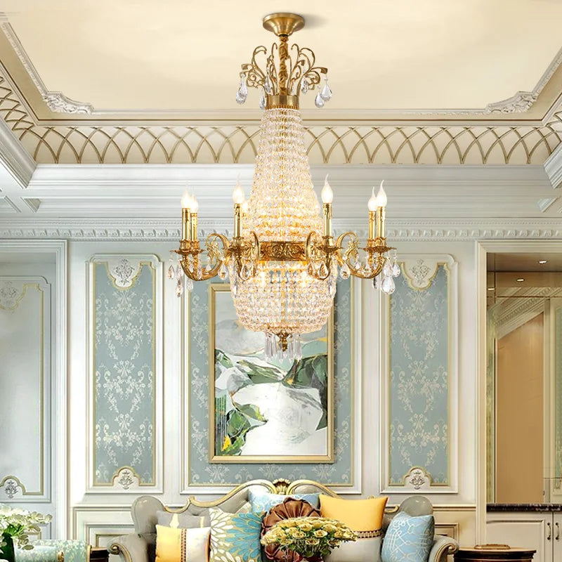 Crystal LED chandelier with 10 lights from Lamp Post, featuring a modern design for living room decor.