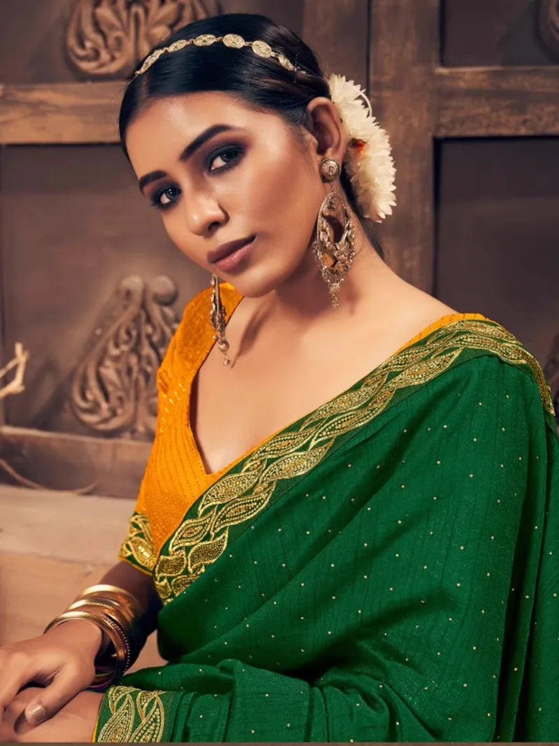 Elegant Lamp Post saree for women in India featuring intricate embroidery and vibrant colors, displayed on a bust mannequin.