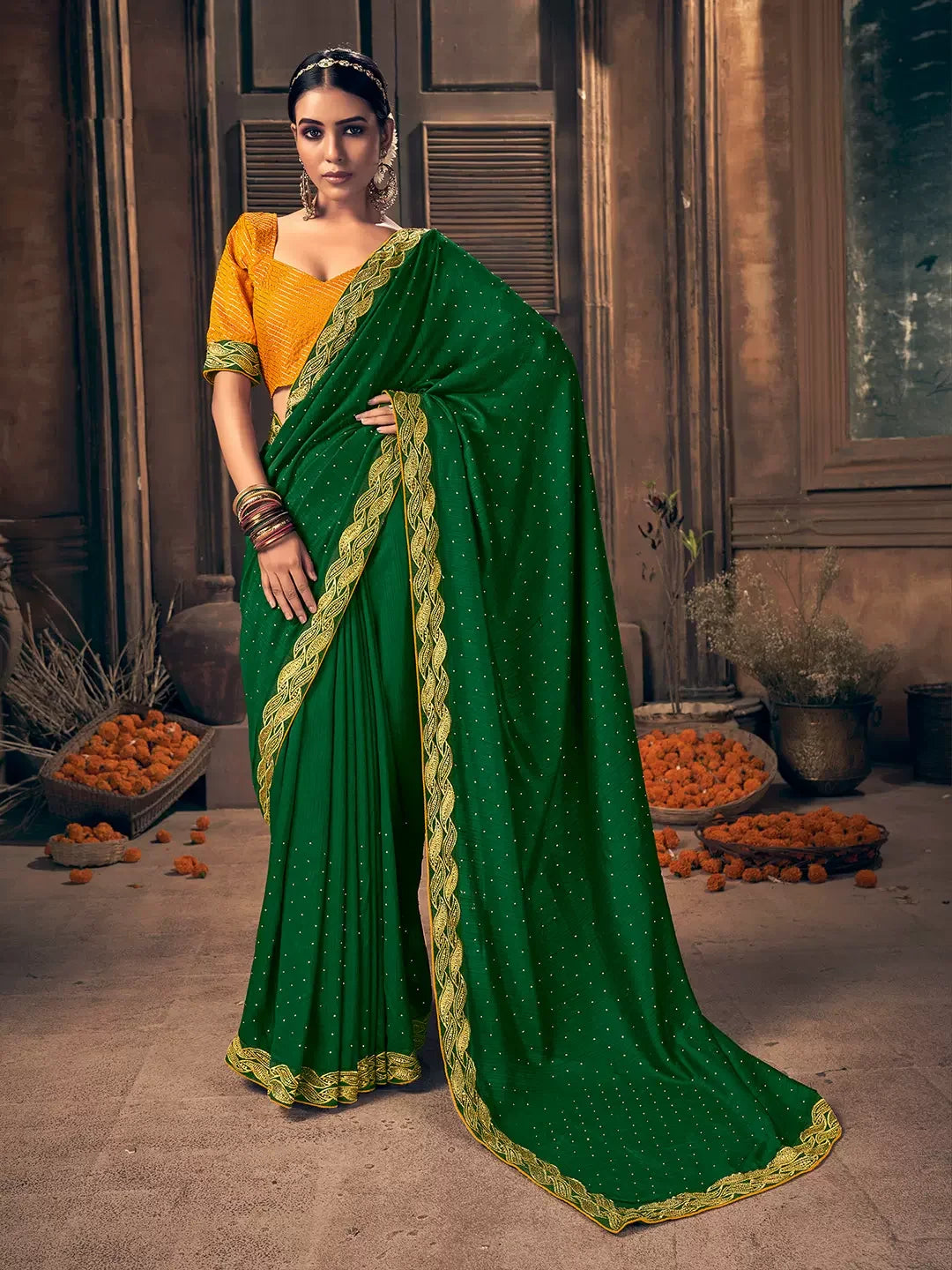 Elegant Lamp Post saree for women in India, featuring traditional fabric and intricate design, displayed on a bust mannequin.