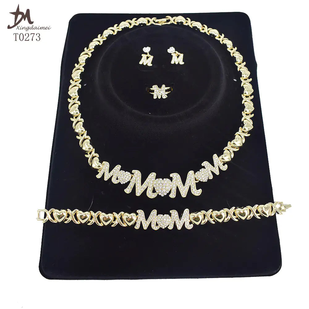 Women gold-plated jewelry set by Lamp Post, featuring necklaces, earrings, and bracelets with elegant gold finish.