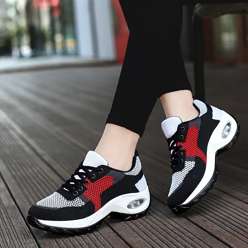 Pink Lamp Post women's sports sneakers, breathable athletic shoes with cushioned soles for comfortable active wear.