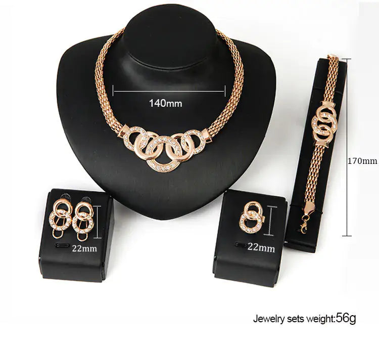 Gold Indian bridal jewelry set for women with intricate designs, including necklace and earrings, by Lamp Post.
