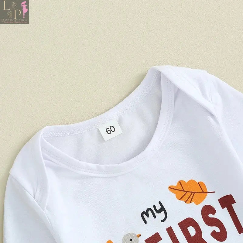 Baby boy's Thanksgiving dress set for 0-12 months by Lamp Post, featuring a festive baby dress with holiday-themed details.