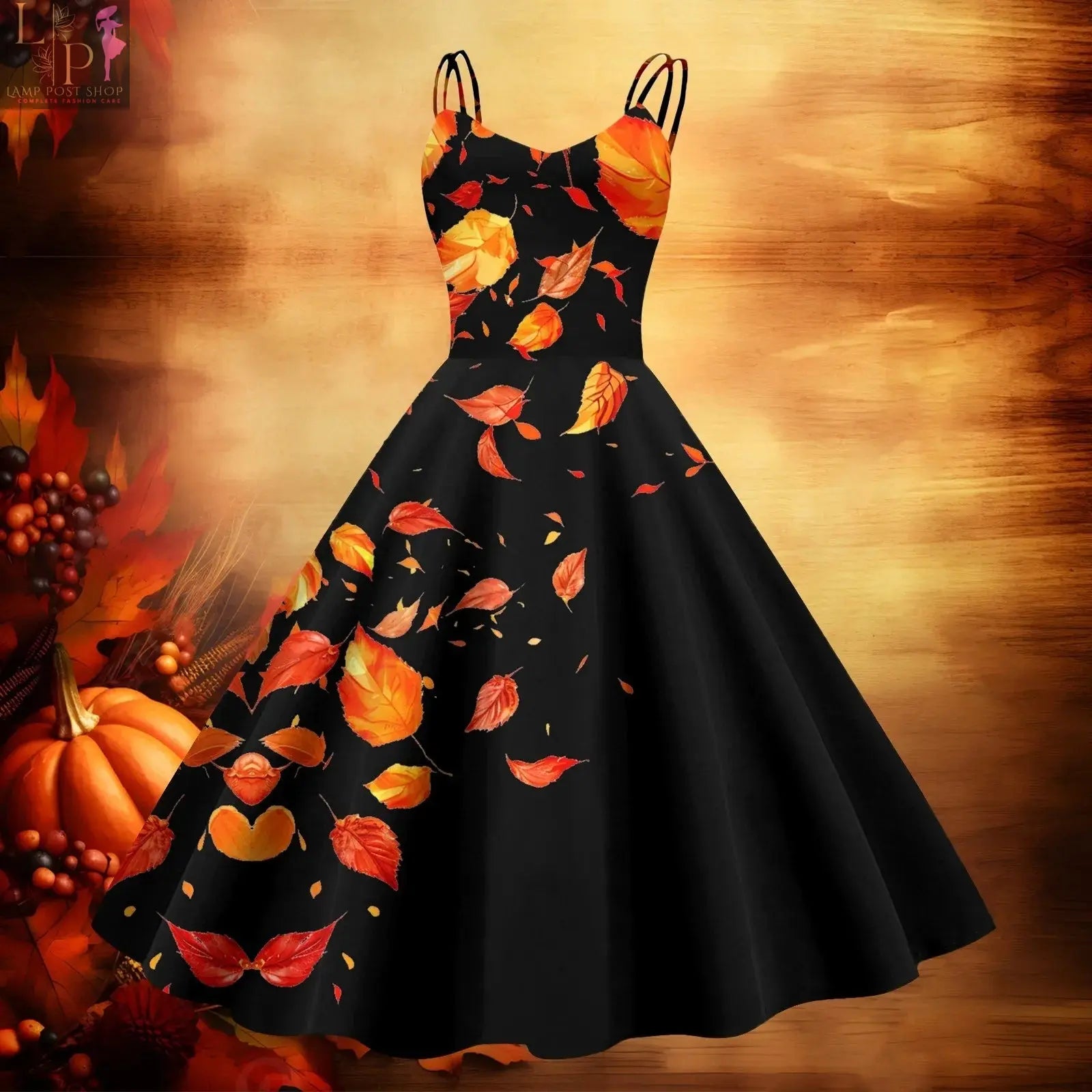 Baby dress by Lamp Post featuring a beige, zipper, casual retro long design with printed Thanksgiving pattern and spaghetti straps.