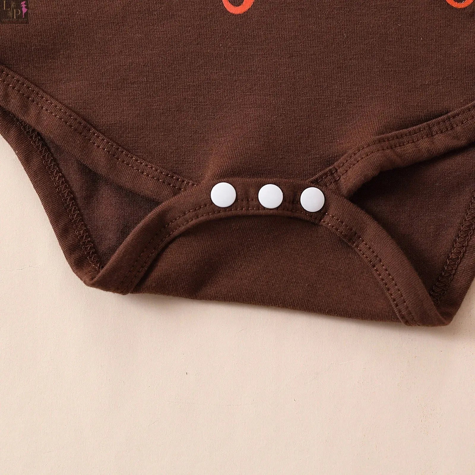 Baby girl dress in coffee color from Lamp Post, 12-24 months, with Thanksgiving-themed outfit set for infants.