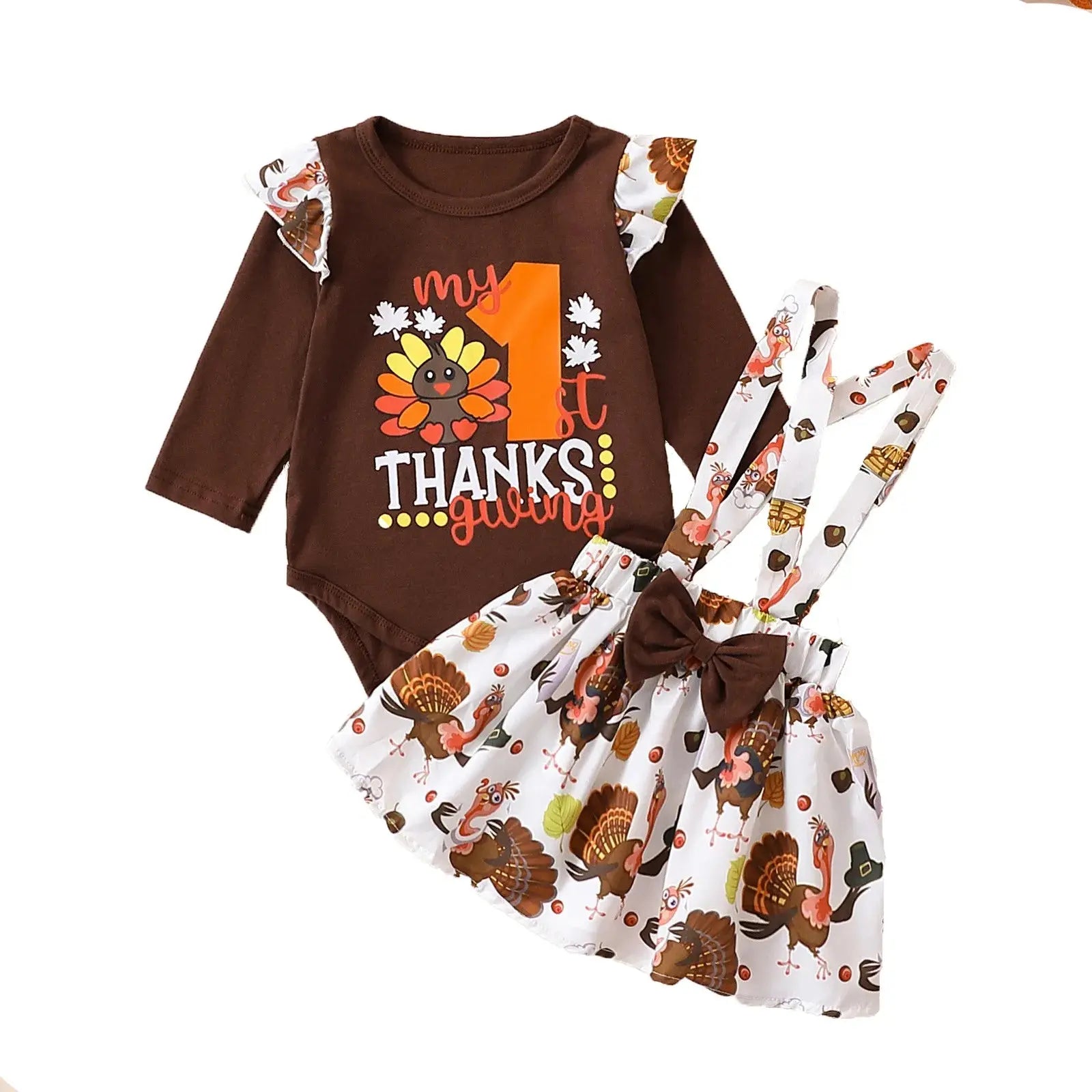 Lamp Post baby girl dress in coffee color, 12-24 months, part of Thanksgiving outfit set for infants and toddlers.
