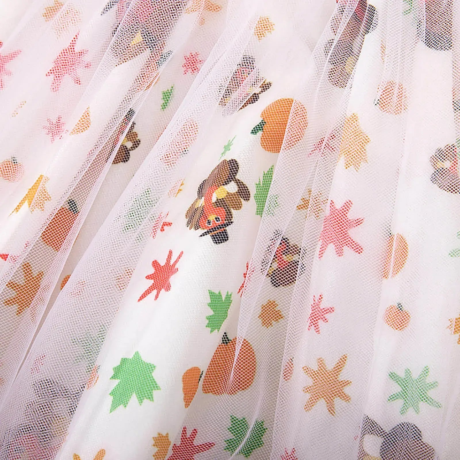 Toddler girl Thanksgiving dress by Lamp Post, khaki ruffled long sleeve baby dress with turkey print and matching bow headband.