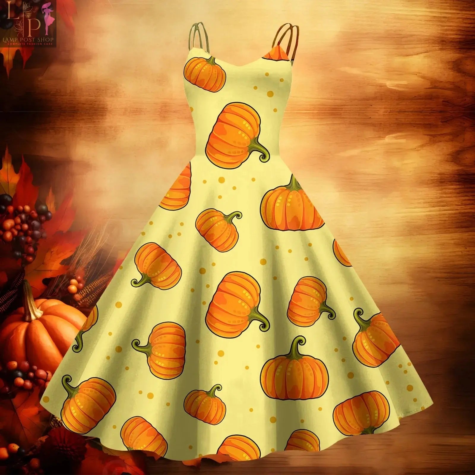 Light yellow Lamp Post women's sleeveless maxi dress, large size, perfect for fashion-forward Thanksgiving events and special occasions.