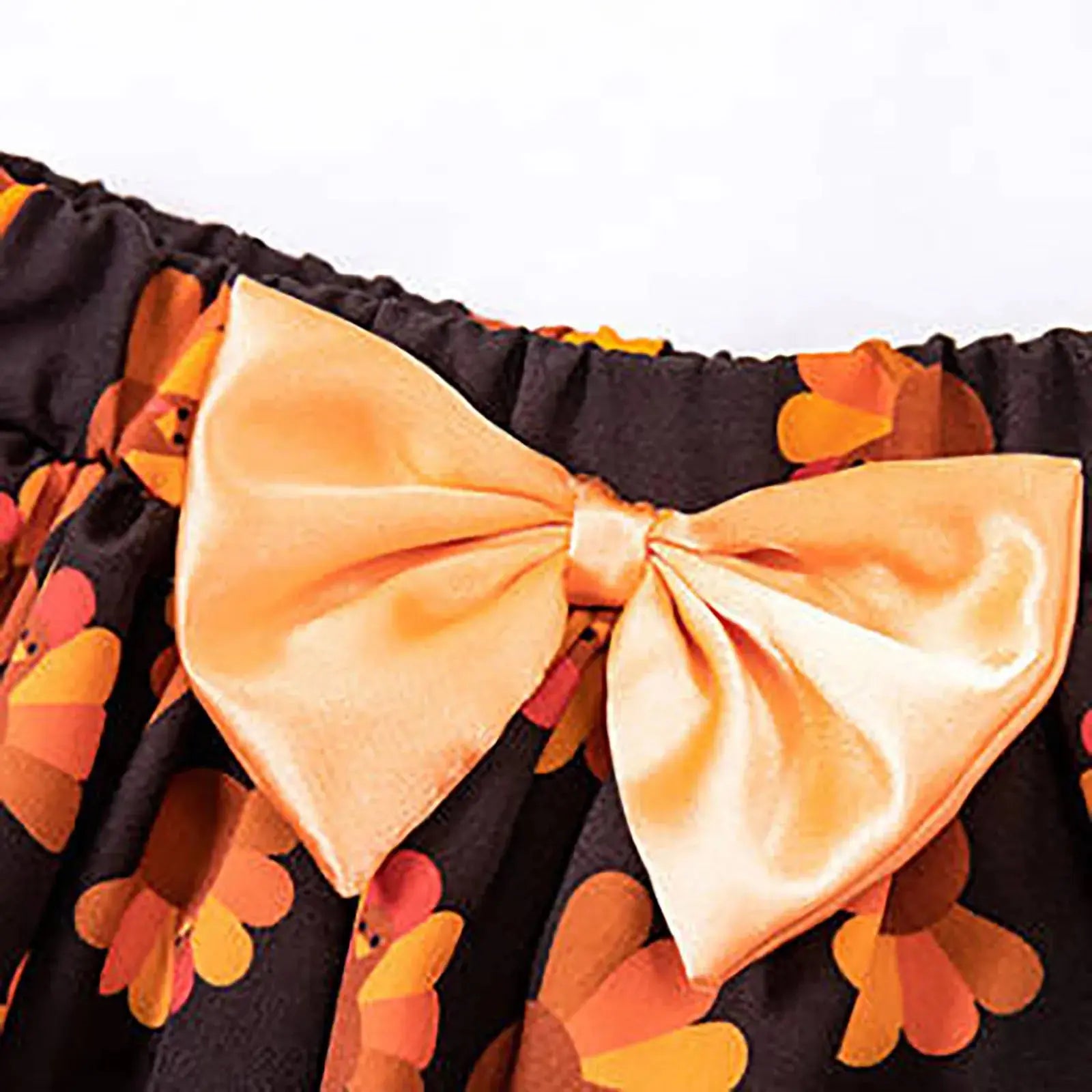 Lamp Post girls' long sleeve baby dress with cartoon turkey print, perfect for Thanksgiving, in orange for 12-18 months.