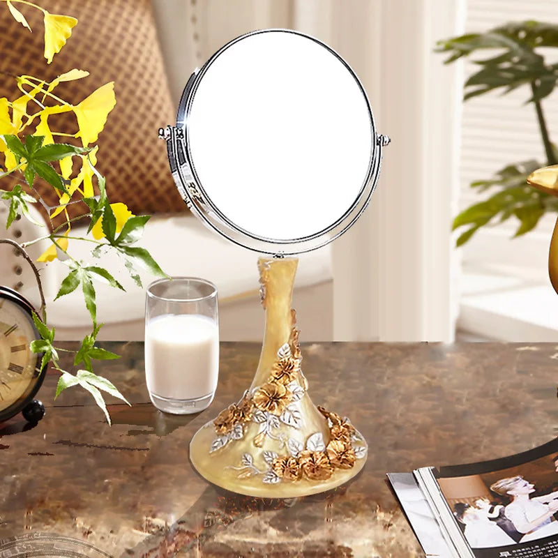 Lamp Post gold resin bath accessories set with lotion bottle, toothbrush holder, soap dish, tissue box, and toilet brush.