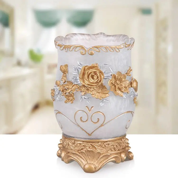 Lamp Post 5-piece bathroom set including soap dispenser, toothbrush holder, cup, soap dish, tray, toilet brush, and wastebin.