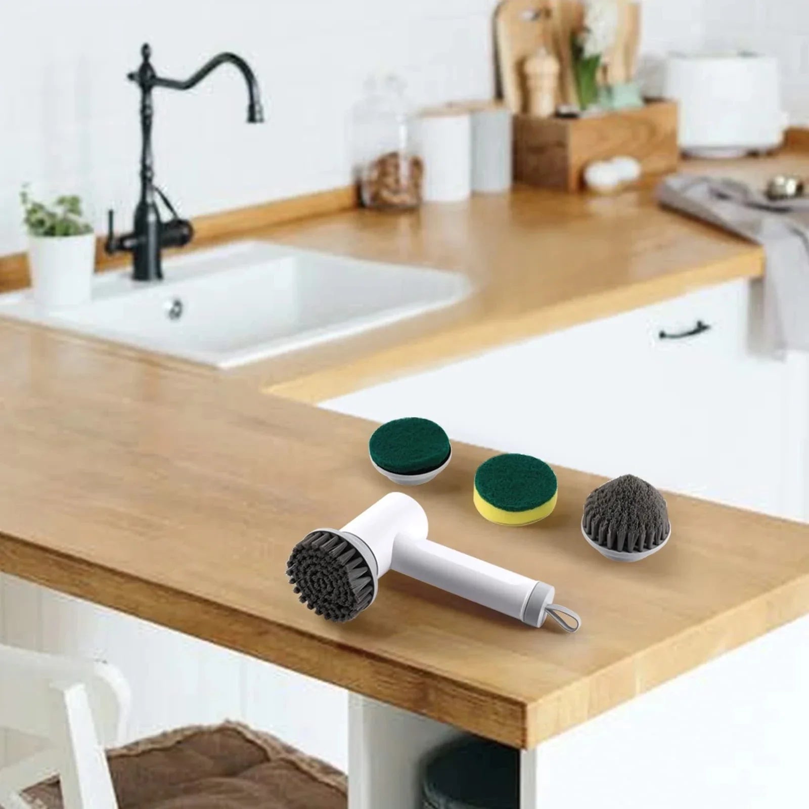 Lamp Post bathroom cleaning brush for kitchen dishes, bathtub, and tile cleaning with black handle and durable bristles.