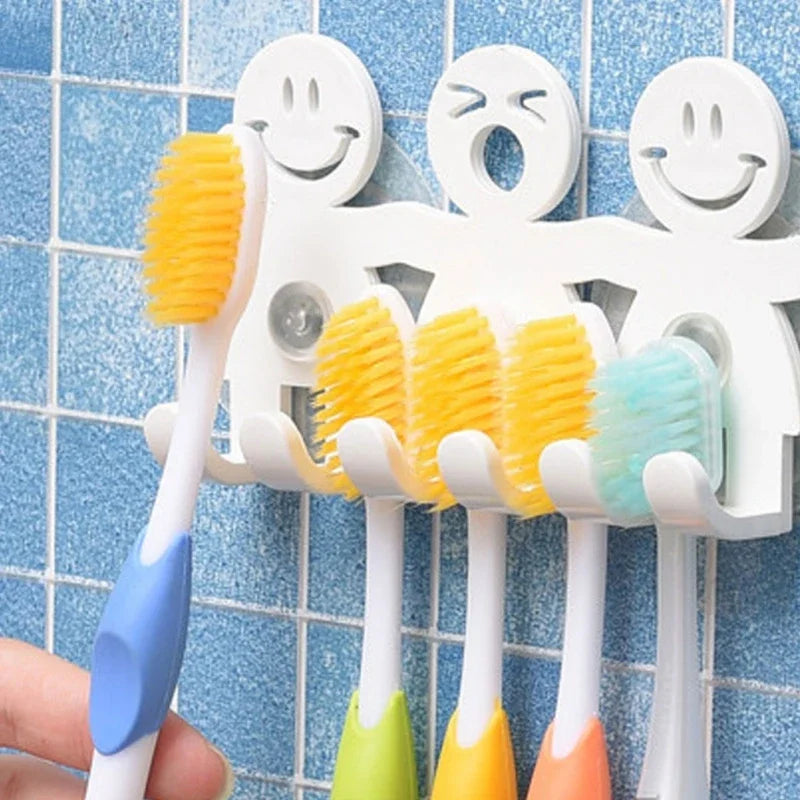 Wall-mounted Lamp Post toothbrush holder with five suction cups, designed for bathroom organization and convenience.