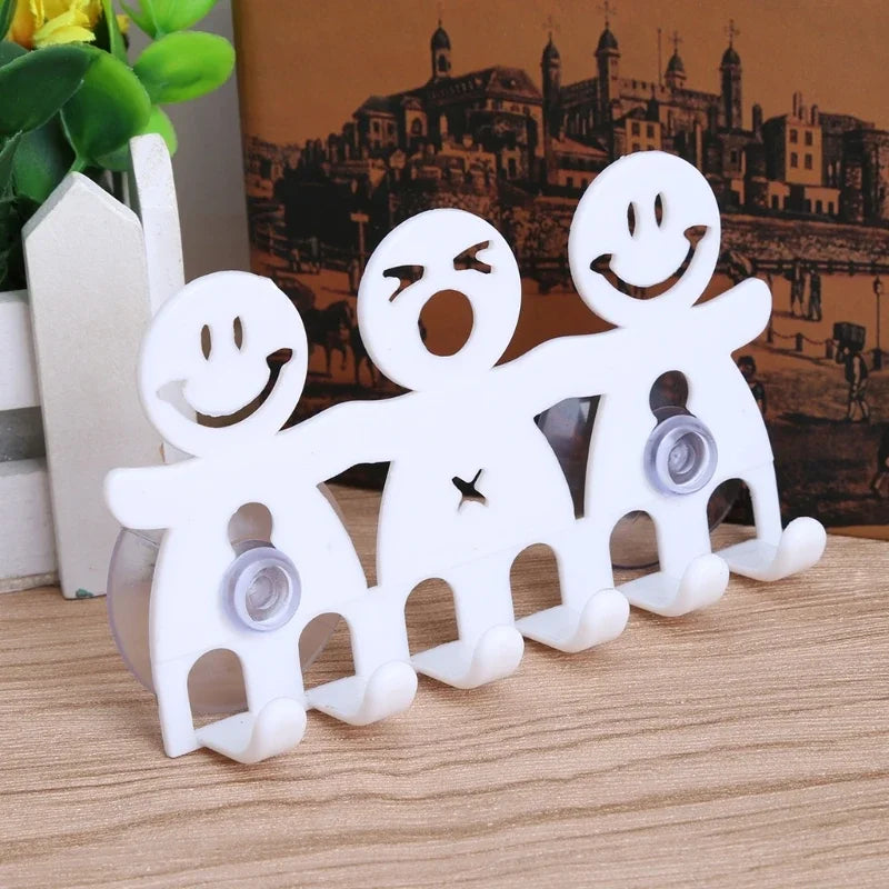 Wall-mounted Lamp Post toothbrush holder with five suction cups for bathroom organization and easy access.