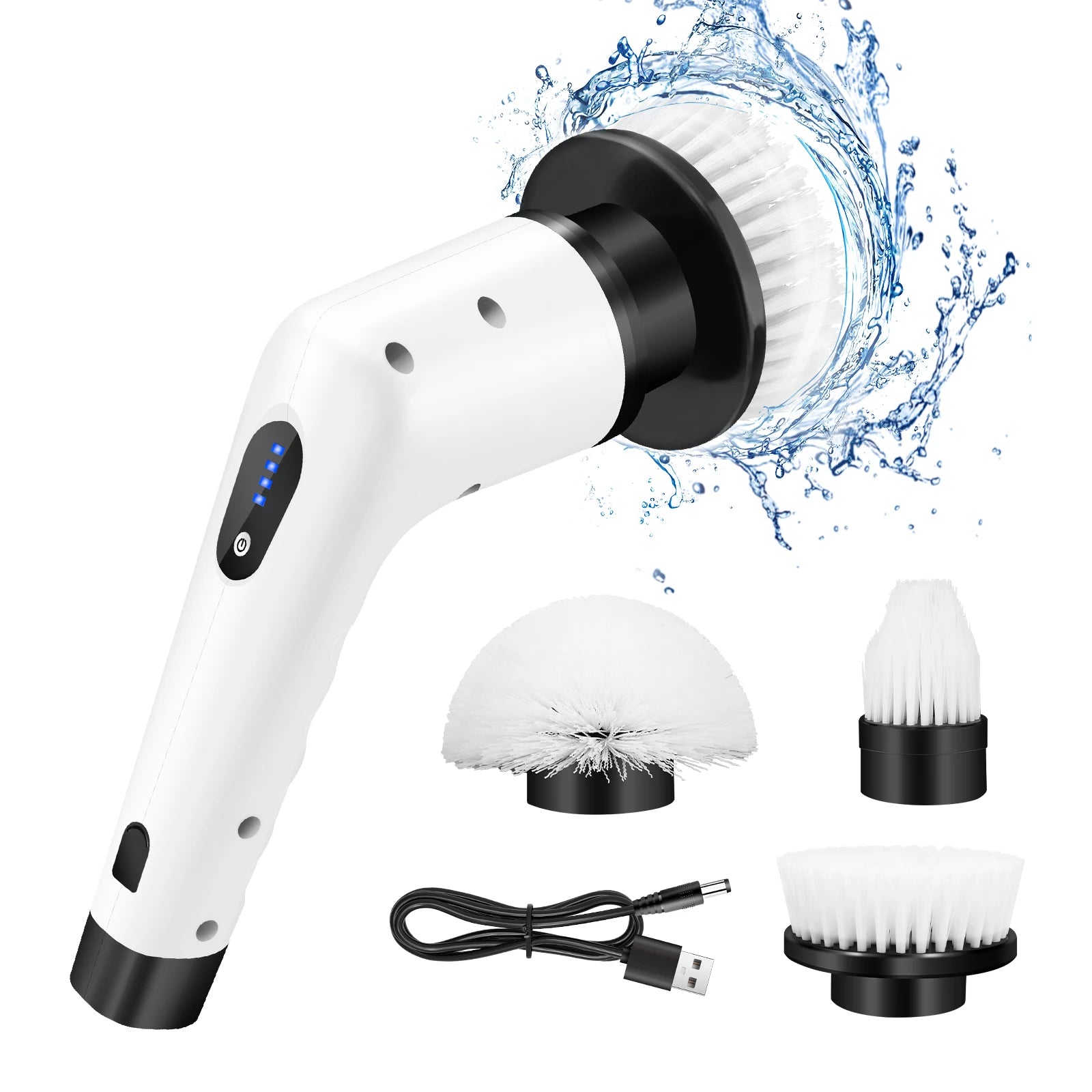 Lamp Post hand-held electric cleaning brush set with three multi-functional bathroom tools for efficient cleaning.