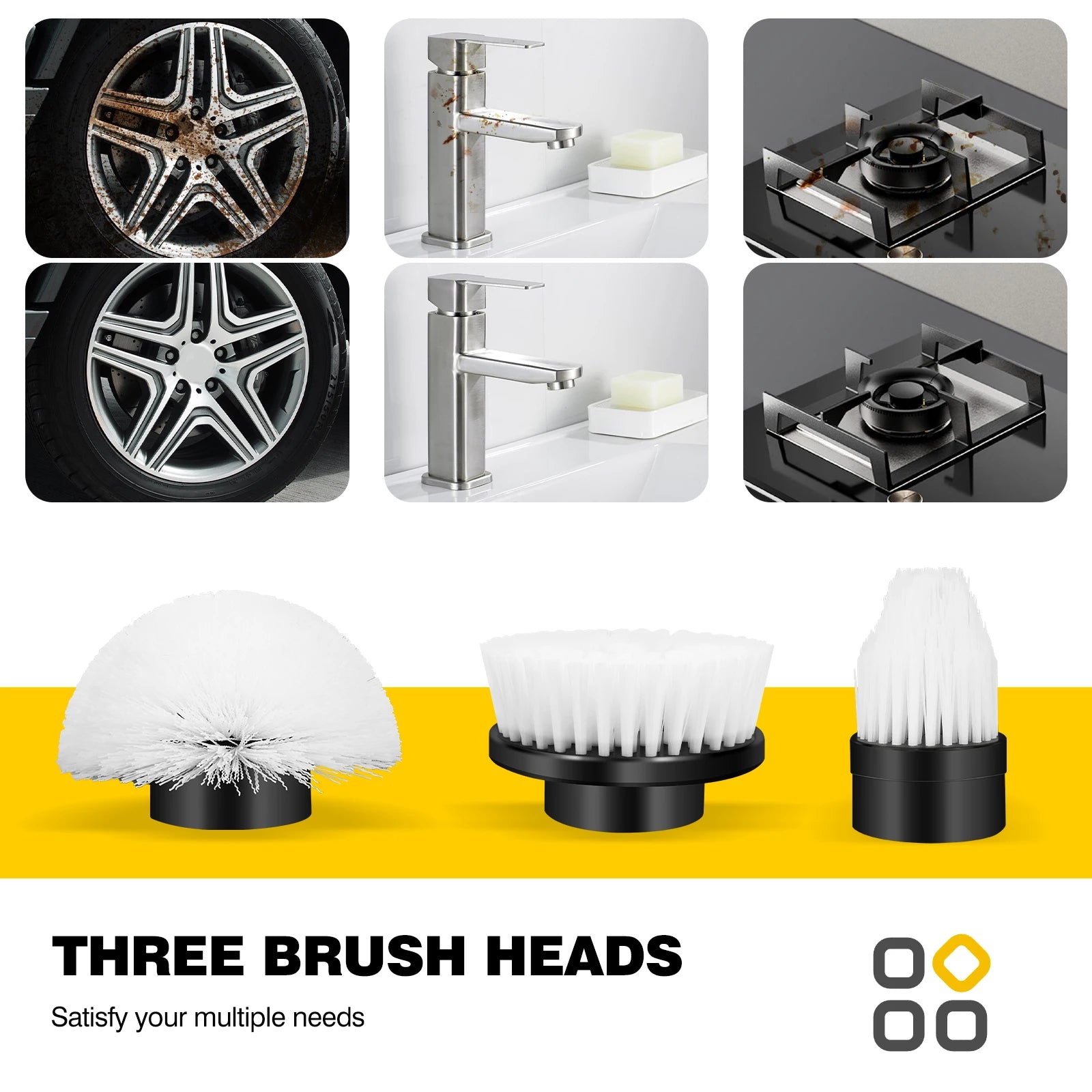 Lamp Post handheld electric bathroom cleaning brush set with three multi-functional automatic brushes for bathroom cleaning.