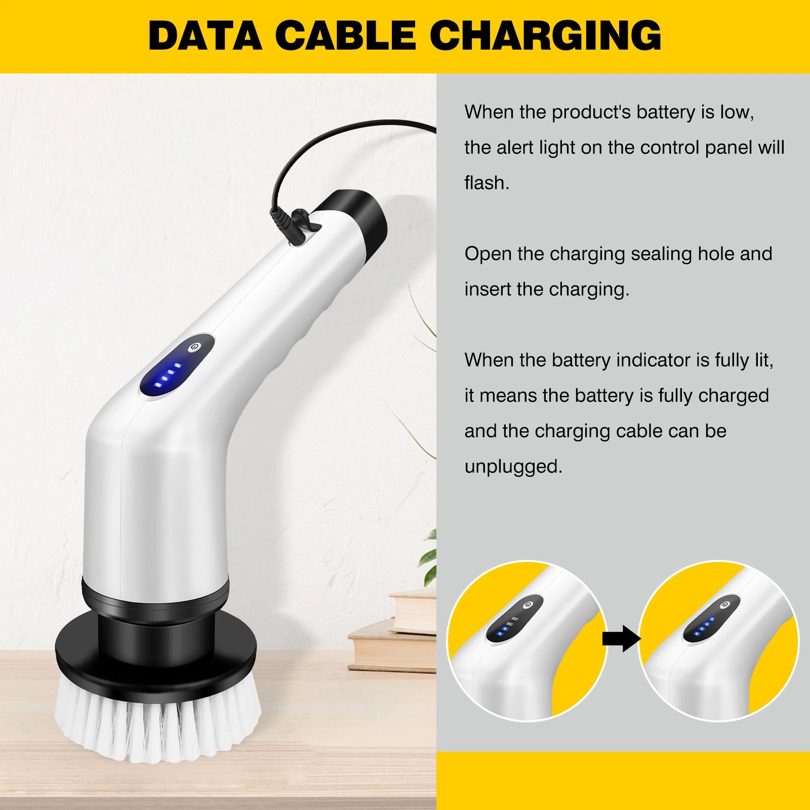 Lamp Post hand-held electric bathroom cleaning brush set with three multi-functional automatic brushes for bathroom cleaning.