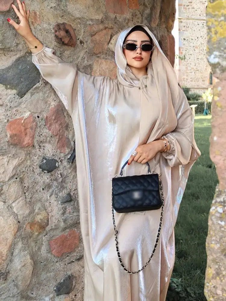 Beige summer abaya dress for women by Lamp Post, featuring a modest, flowing design suitable for warm weather.