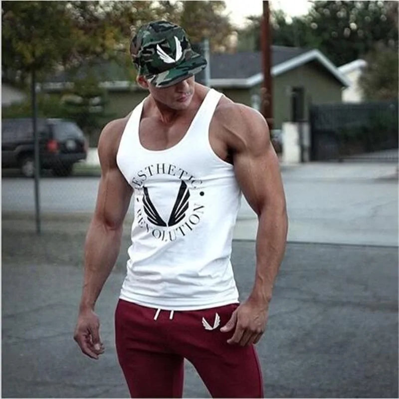 Black men's bodybuilding tank top from Lamp Post, featuring a fitted design perfect for workout and gym attire.