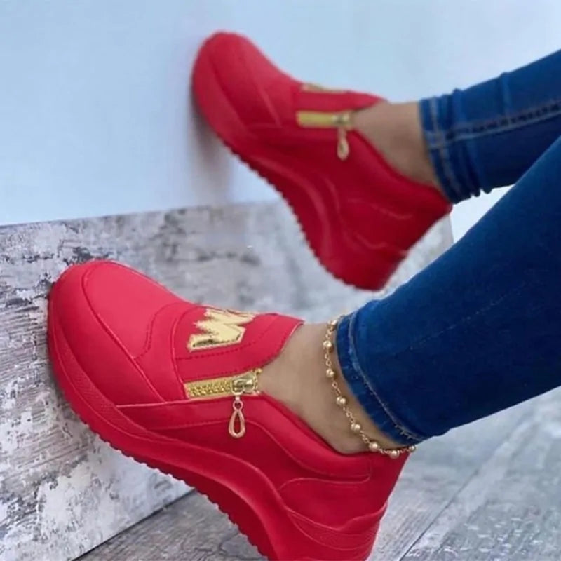 Black women's casual sneakers by Lamp Post, featuring comfortable design and stylish look for everyday wear.