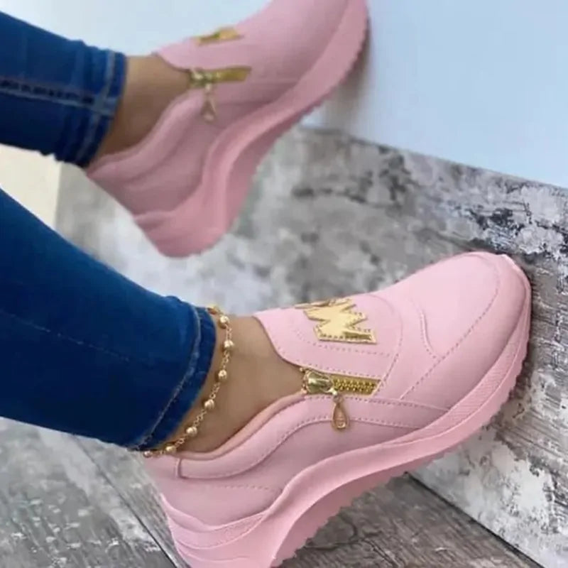 Black women's casual sneakers from Lamp Post featuring comfortable slip-on design and stylish urban footwear.