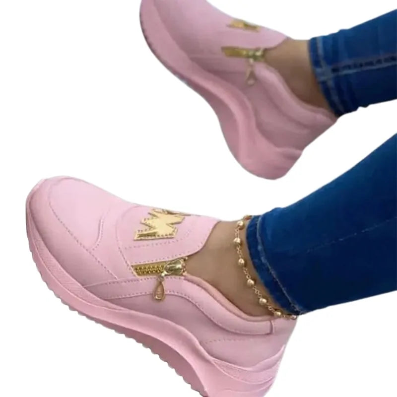 Black women's casual sneakers by Lamp Post, featuring a comfortable design and stylish look for everyday wear.