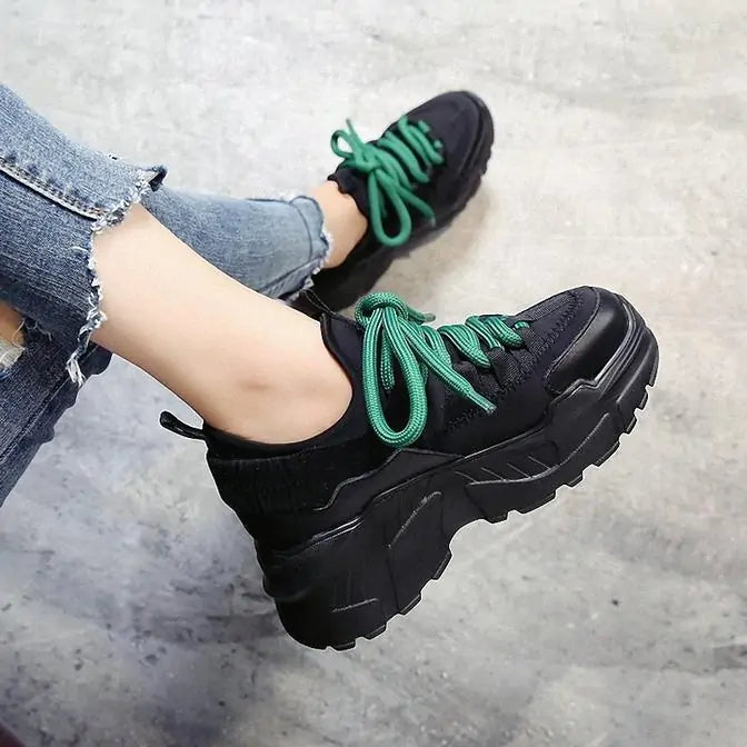 Black Bruneau women's sneakers by Lamp Post featuring stylish design and comfortable fit.
