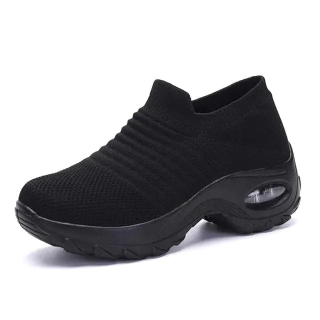 Black and gray women's sneakers by Lamp Post featuring stylish design and comfortable fit.