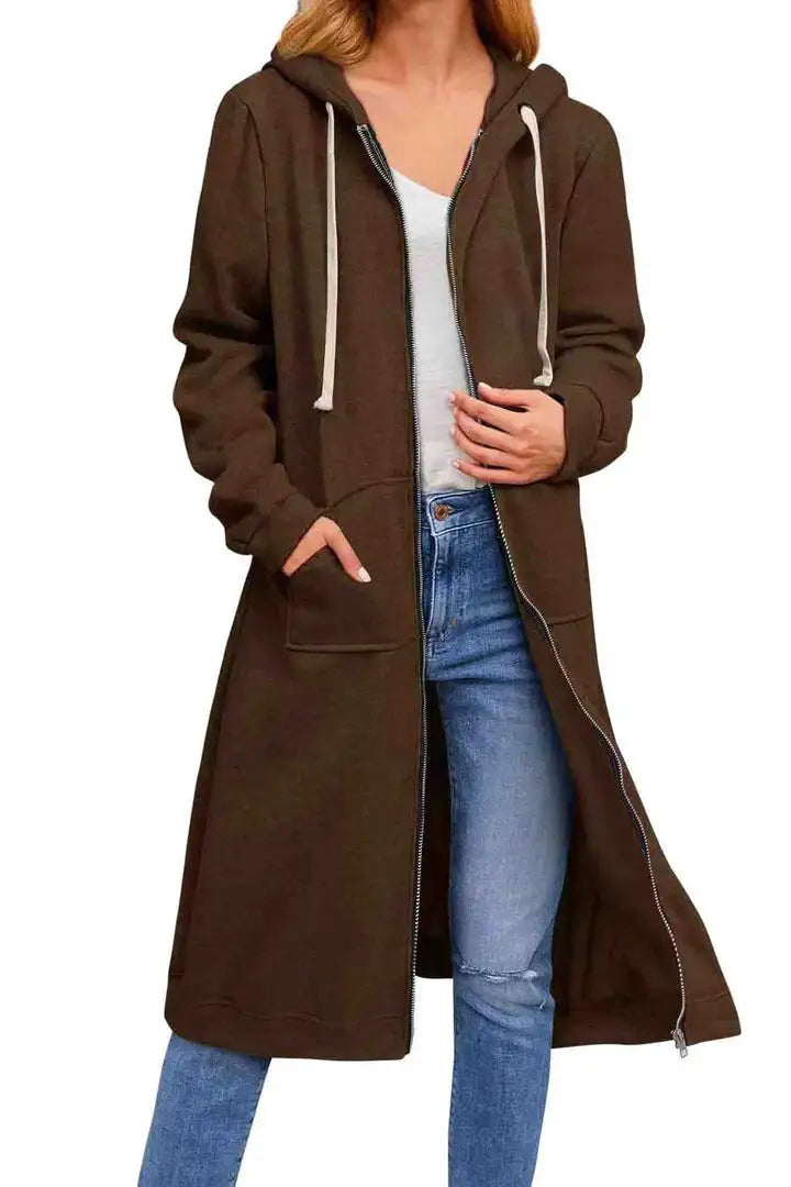 Black Lamp Post women's hooded jacket with a large hood, featuring a stylish and comfortable design for outdoor wear.