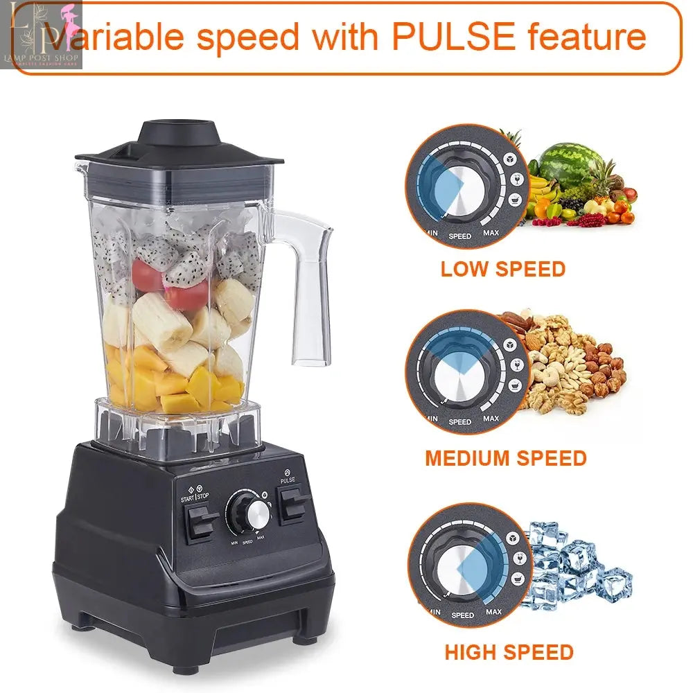 Lamp Post BioloMix 1800W high power smoothie blender with dual BPA-free jars and black finish, EU plug, for versatile blending.