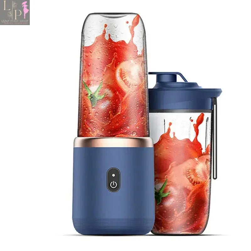 Pink portable Lamp Post juicer blender with a compact design and blending jar, perfect for on-the-go fruit and smoothie preparation.
