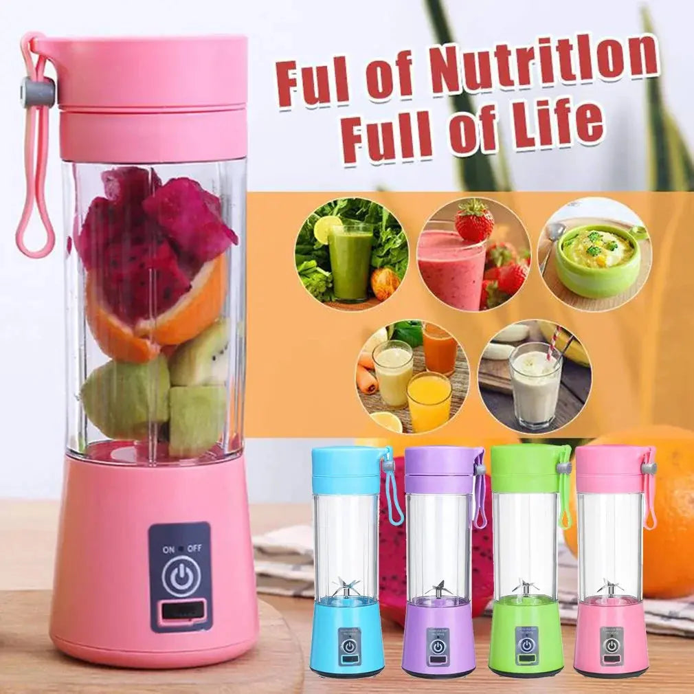 Purple Lamp Post portable USB blender with four blades, compact and lightweight for easy blending on the go.