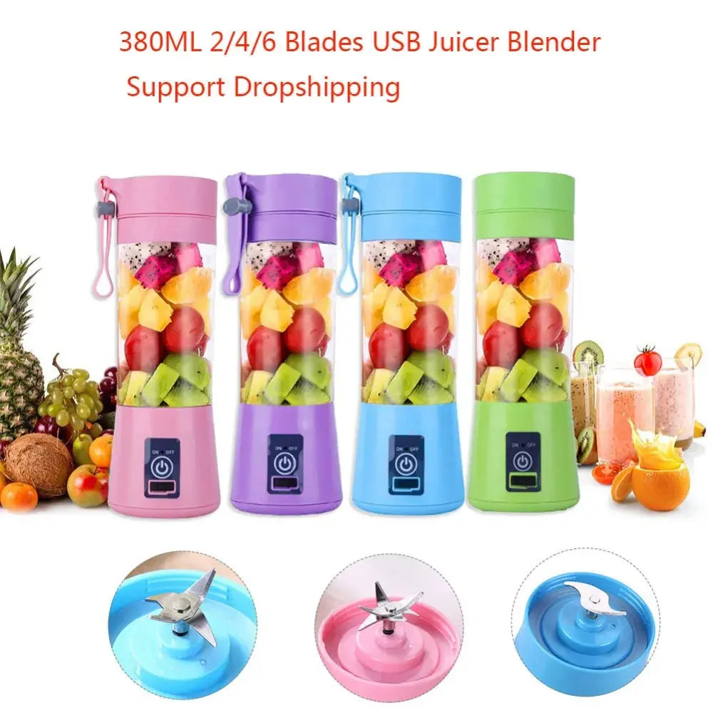 Purple Lamp Post portable USB blender with four blades, compact design for on-the-go blending and smoothies.