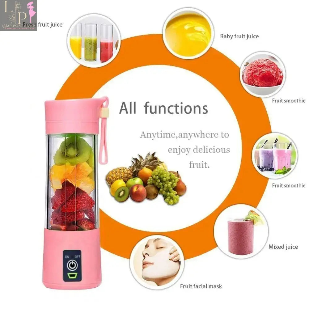 Purple Lamp Post portable USB blender with four blades, compact design for on-the-go blending and smoothies.