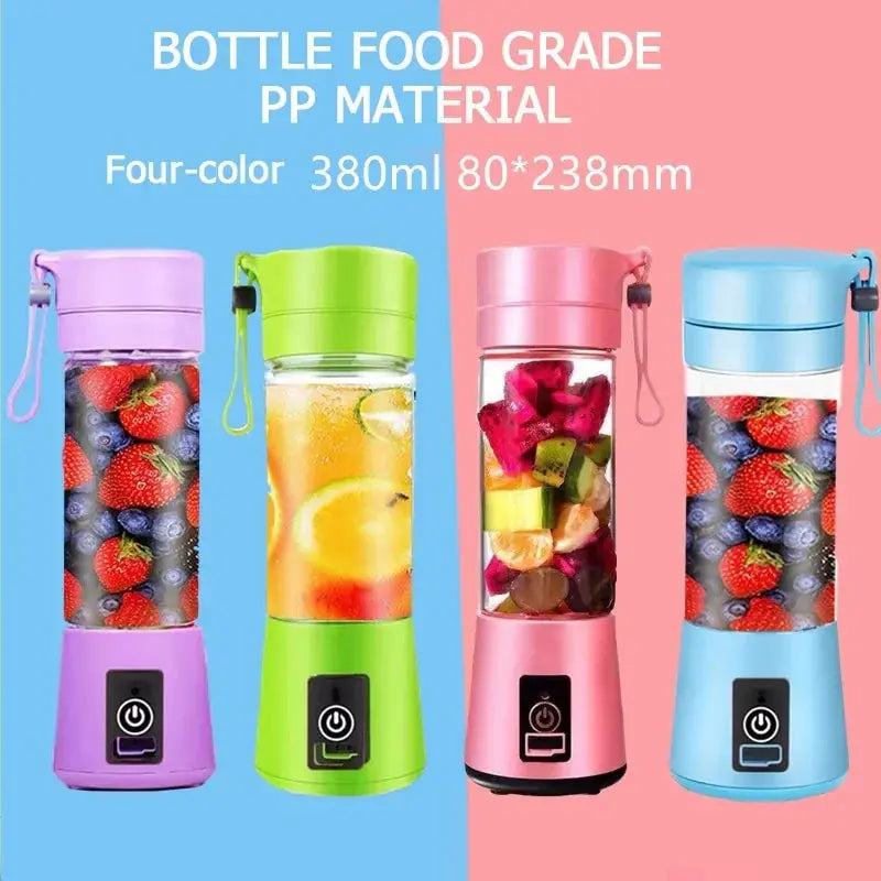 Purple Lamp Post portable USB blender with four blades, compact design for blending smoothies and drinks on the go.