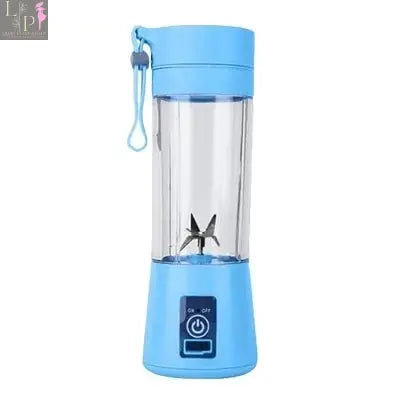 Purple Lamp Post portable USB blender with four blades, compact design for smoothies and drinks.