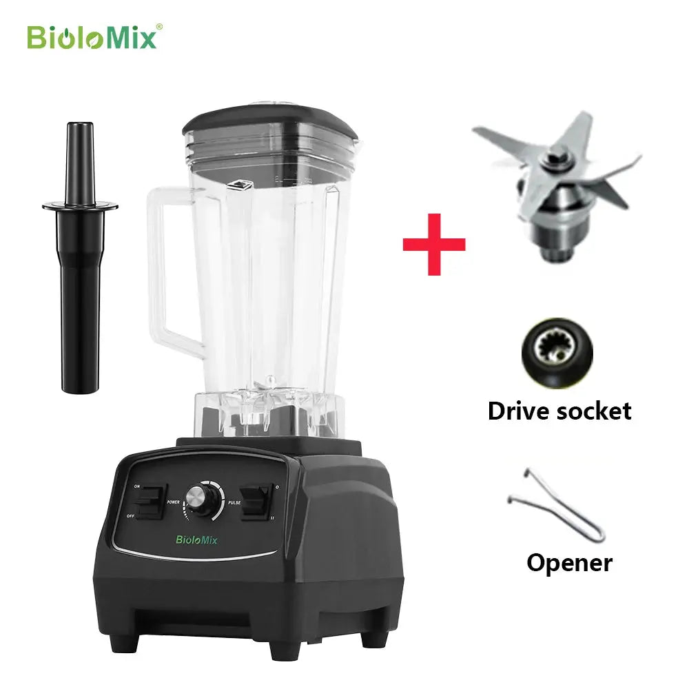 Red Lamp Post commercial smoothie blender with 3HP motor, BPA-free design, heavy-duty 2200W for fruit blending, US plug.
